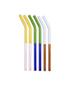 MoMA Two-Tone Borosilicate Glass Straws - Set of 6