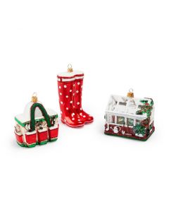 Glass Gardening Holiday Ornaments - Set of 3