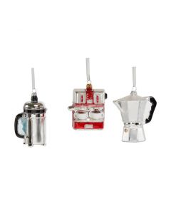 Glass Coffee Holiday Ornament - Set of 3