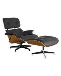 Eames® Tall Lounge Chair and Ottoman (Black/Walnut)
